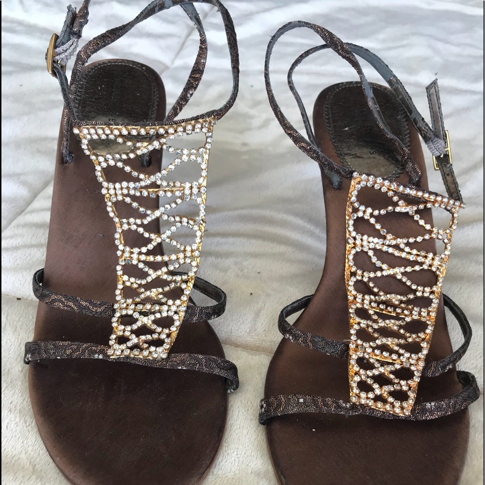 Valerie Stevens Copper and rhinestone heels